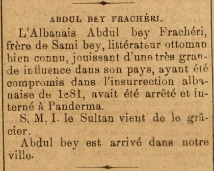 Stamboul (1886) / Kur Sulltani fali Abdyl Frashërin